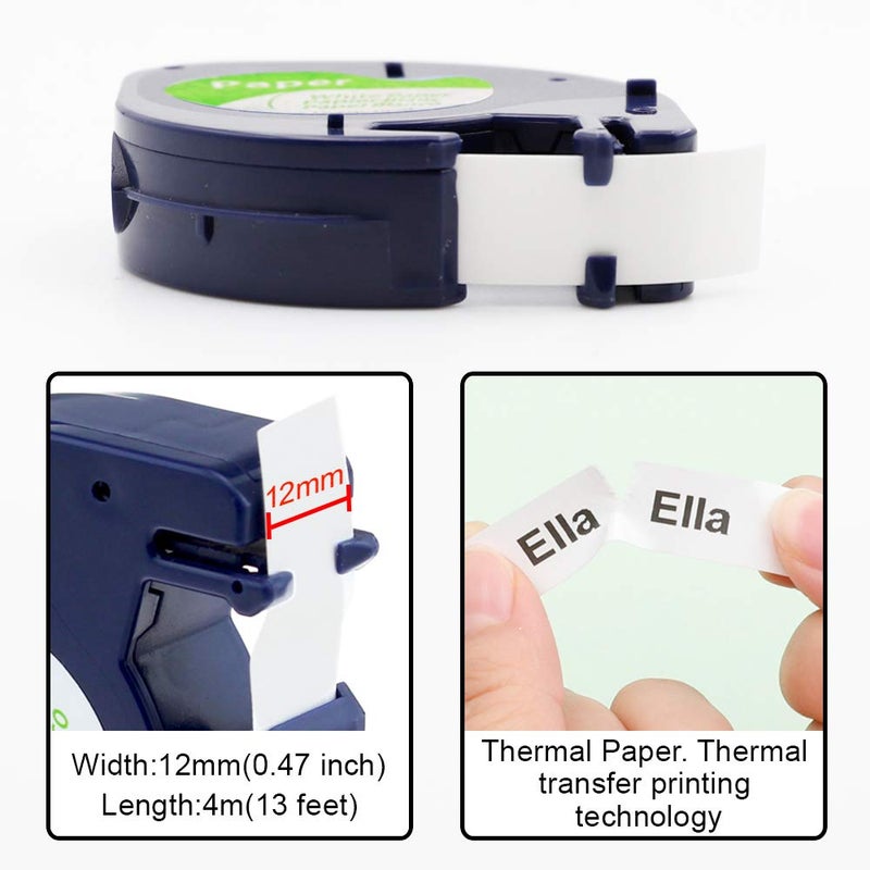 Label Kingdom 20 Pack Replacement For Dymo Label Maker Refills Dymo Letratag 91330 10697 Refills, Lt Paper Self-Adhesive Labeling Tape For Letra Tag Lt-100T Lt-100H Lt200B Plus Qx50, Black On White - Image 3